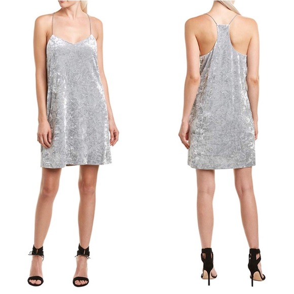 CeCe Dresses & Skirts - CeCe Crushed velvet silver Mia sleeveless Dress